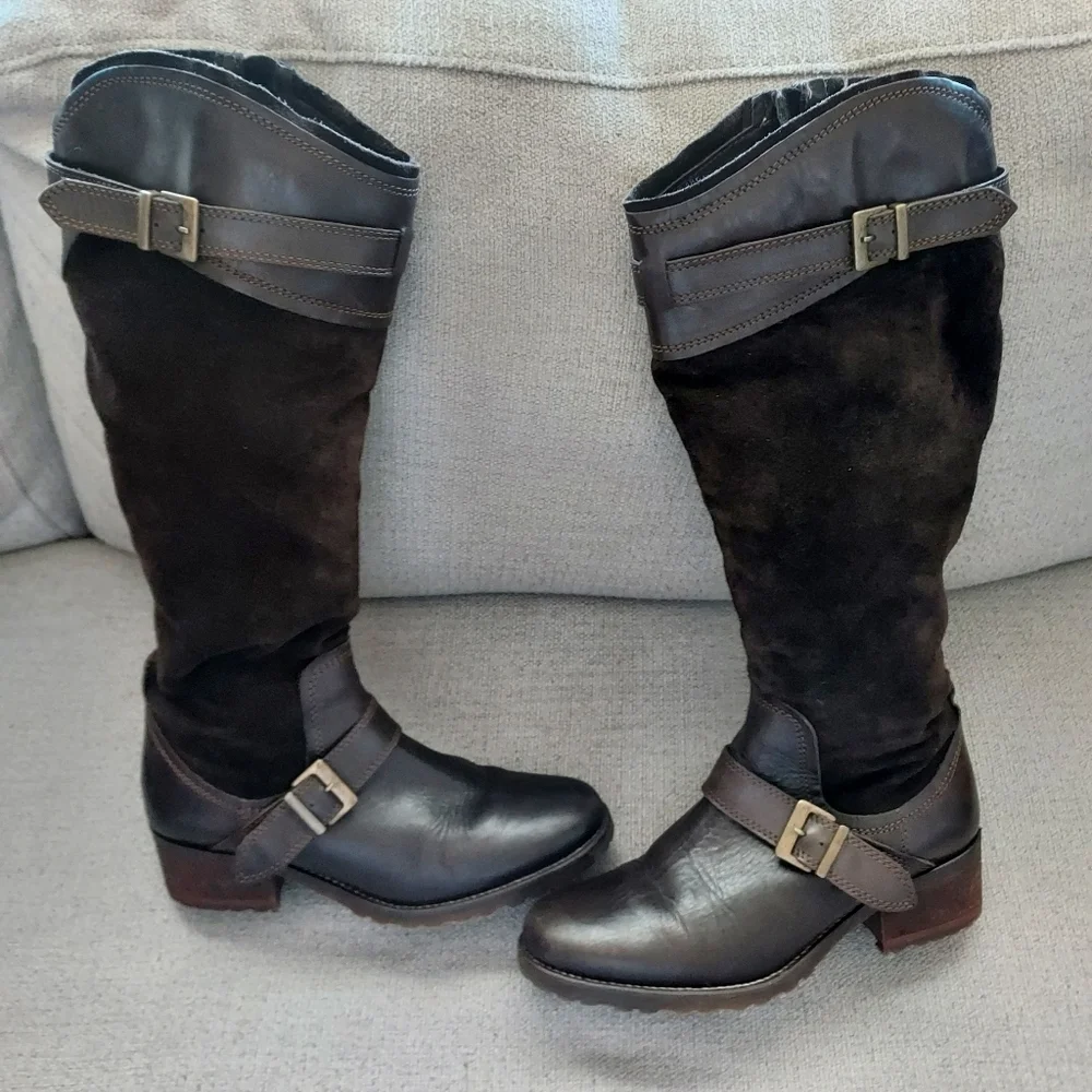 Fabianelli Made in Italian Leather  Riding Boots With Fleece Lining Sz 39/8.5